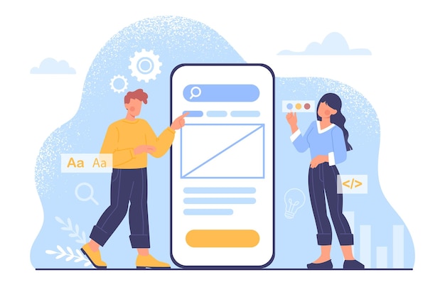 mobile app testing vector concept