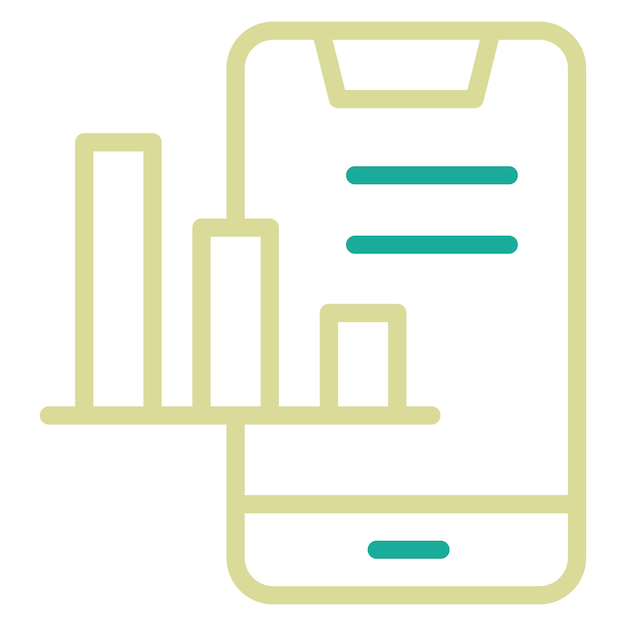 Mobile Bar Graph vector icon illustration of SEO and SEM iconset