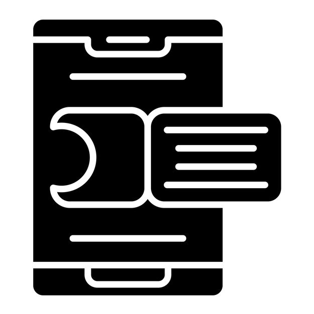 Mobile Boarding Pass Glyph Solid Black Illustration