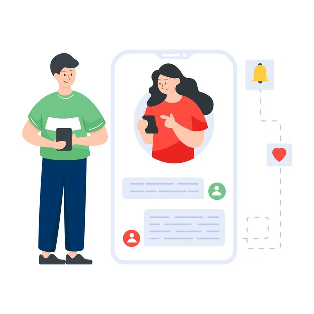 Mobile chatting app in flat illustration