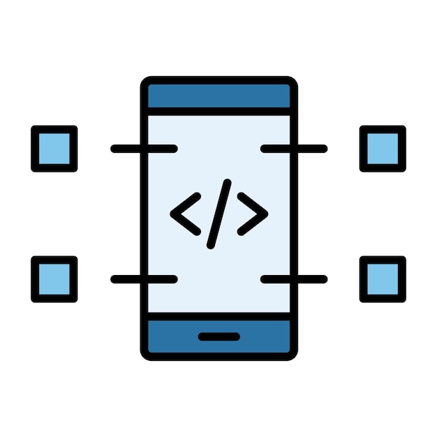 Mobile Coding Flat Illustration