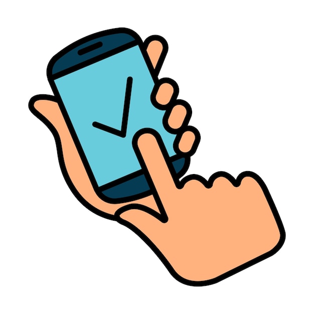Mobile confirmation line icon Hand smartphone checkmark verification approve validation confirmation acceptance authentication technology mobile device user app secure identity