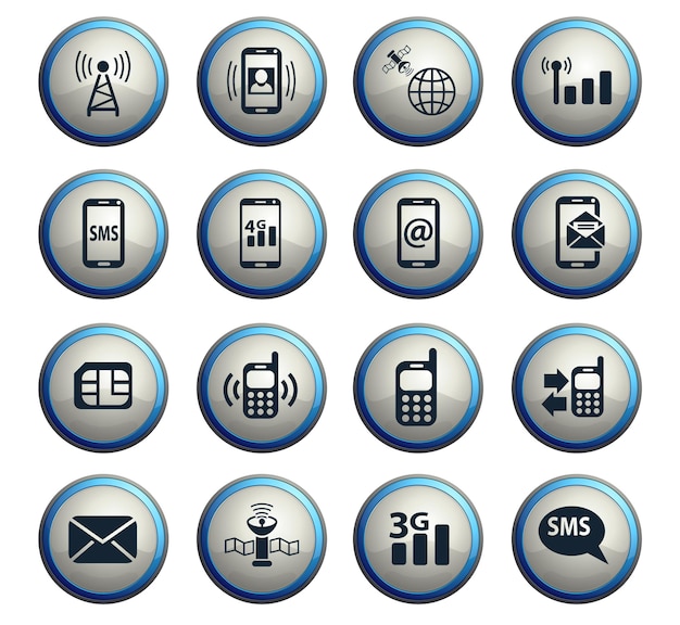 Mobile connection web icons for user interface design