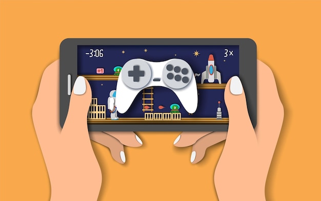 Mobile games vector flat style design illustration