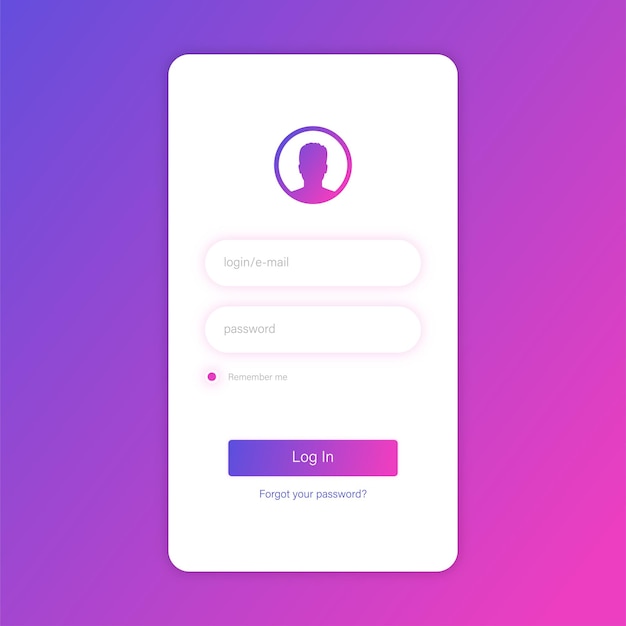 mobile login screen with password vector