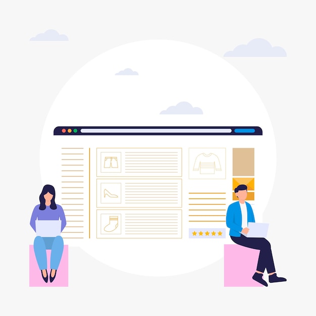 Mobile online shopping vector flat illustration