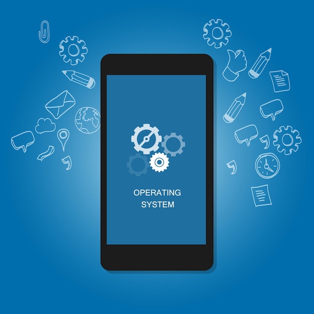 mobile operating system OS cell phone flat illustration