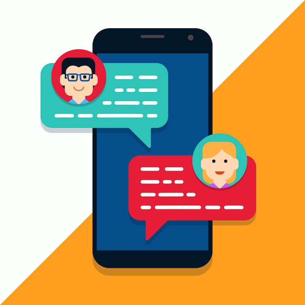 mobile phone chat illustration