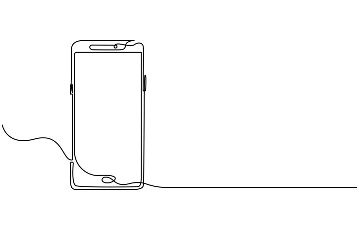 Mobile phone touch screen gadget modern technology design one sketch outline drawing vector
