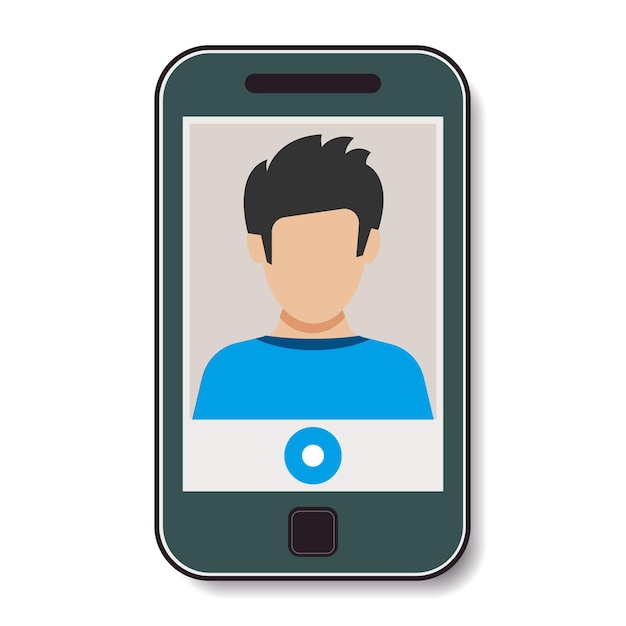 mobile phone with video call. vector illustration