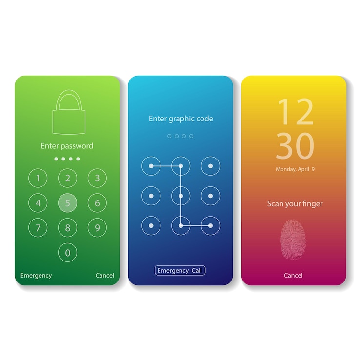 Vektör mobile screen locks