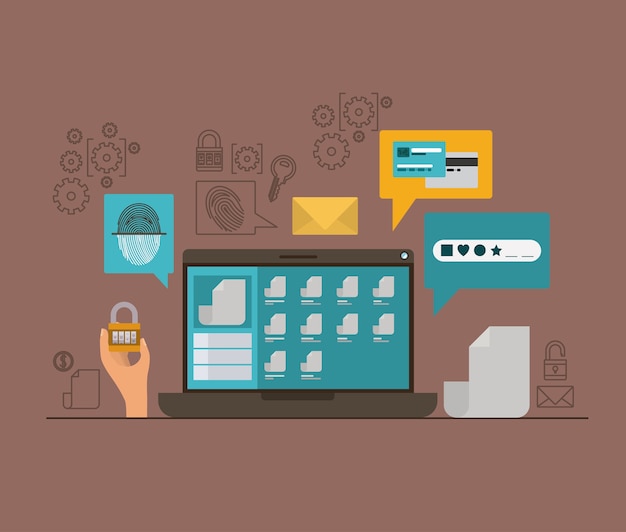 mobile security with laptop computer and secure apps