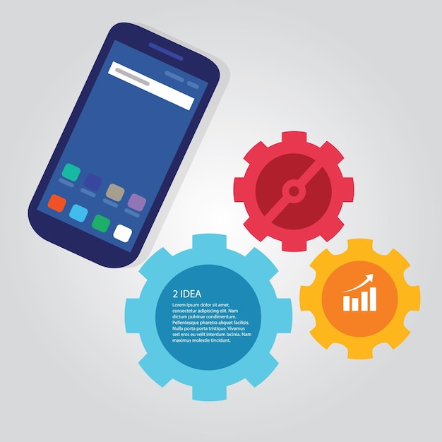 mobile smartphone communication technology template infographic color bright gear