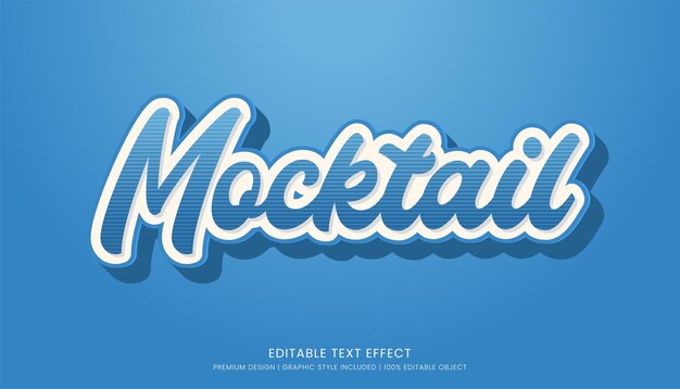 mocktail editable 3d text effect template bold typography and abstract style drinks logo and brand