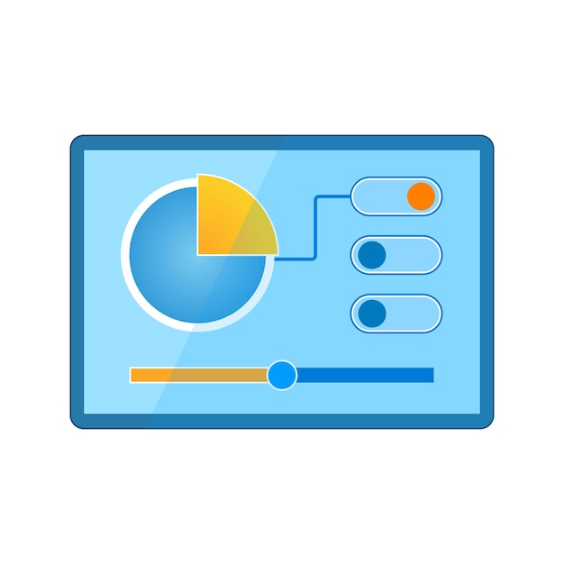 Mockup of computer program with settings and sliders isolated on white background Color icon