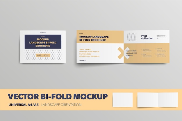 Mockup vector leaflet universal horizontal orientation brochure for design presentation