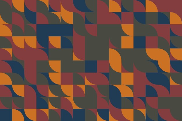 Modaya uygun düz sonbahar renklerinde yuvarlak ve dikdörtgen şekillerle geometrik desen