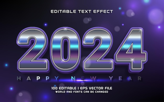 modern 2024 happy new year text effect