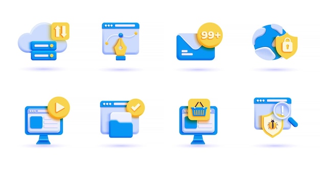 Modern 3d blue Icons 2