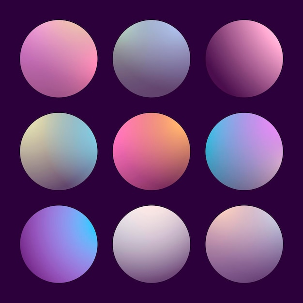 Modern 3d gradient set with round abstract backgrounds.