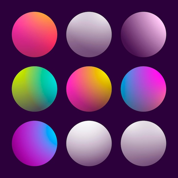 Modern 3d gradient set with round abstract backgrounds