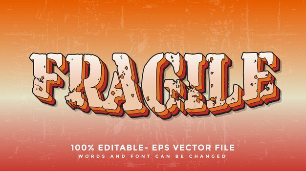 Modern 3d Gradient Word Fragile Editable Text Effect Design Templatex9