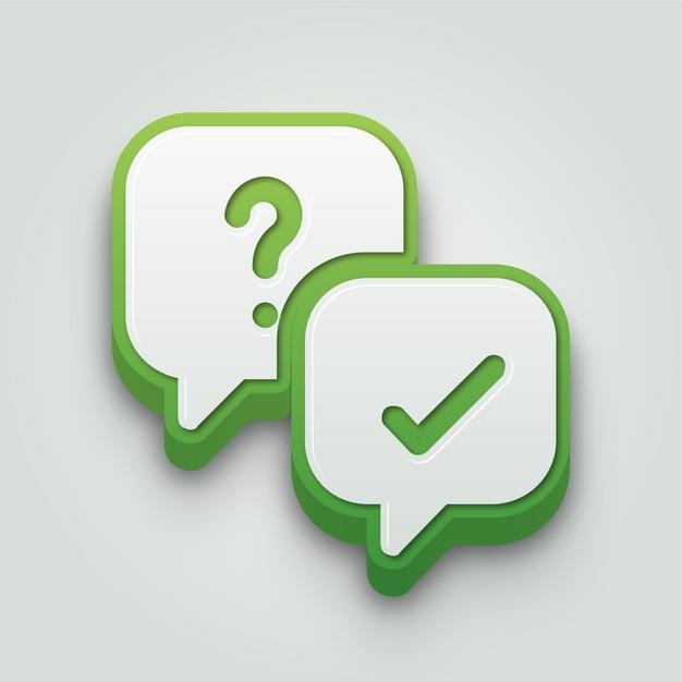 Modern 3D Green and White Question and Answer Icon with Editable Background