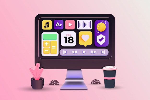 Modern 3d illustration of Creative apps