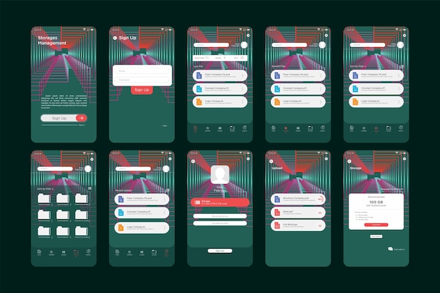 Modern 3D Labyrinth Lines Storage Management App UI Kit Template