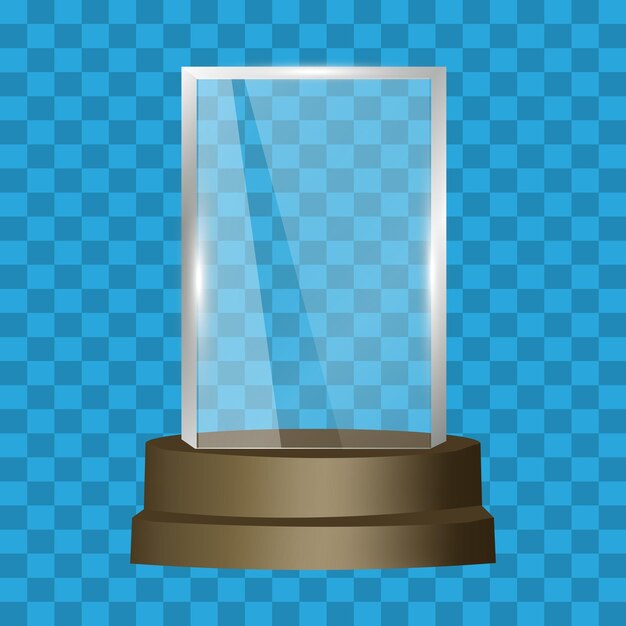 modern 3d rendering glass trophy vector png design