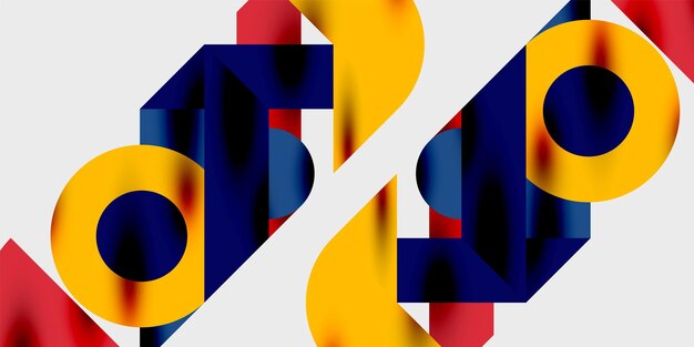 Modern abstract background featuring circles lines and triangles in a dynamic geometric composition Perfect for stylish tech or creativethemed designs