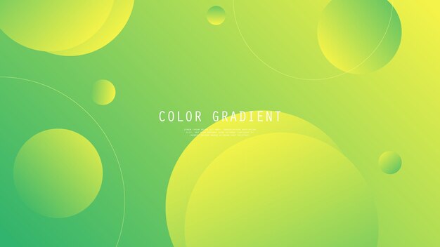 Modern Abstract Background Round Circle Retro Memphis Lines Fluid Liquid Motion and Green Yellow
