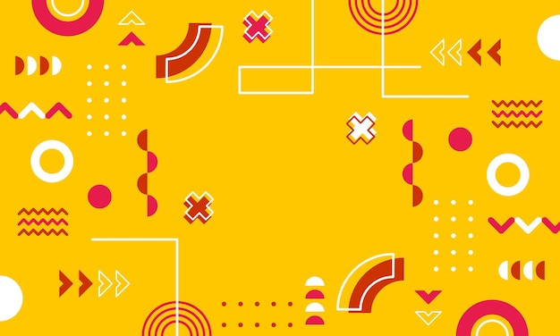 Modern abstract background with memphis elements in yellow and retro themed posters banners and web