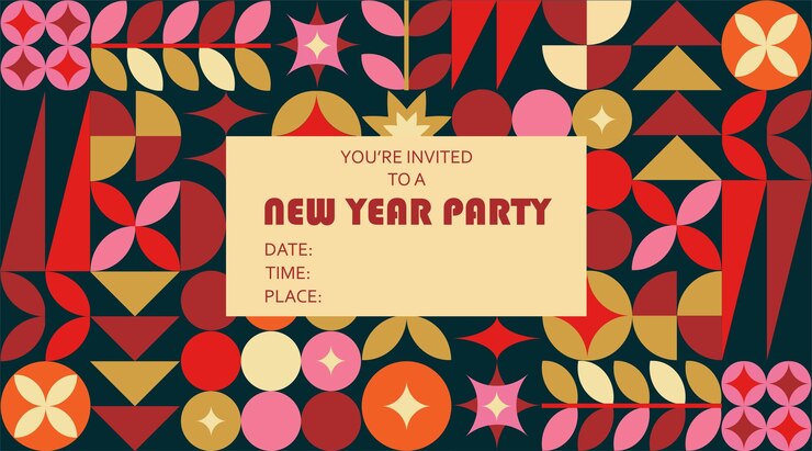 Vektör modern abstract geometric new year invitation card contemporary geometric new year template