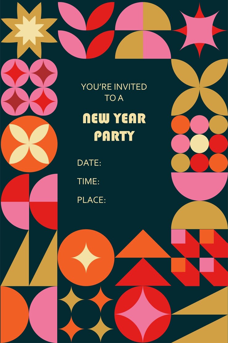 Vektör modern abstract geometric new year invitation card contemporary geometric new year template