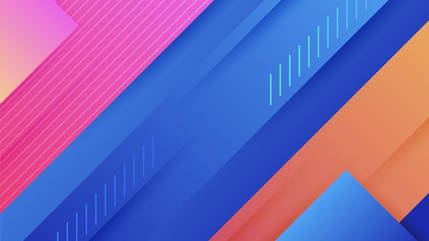 Modern abstract neon gradient blue colorful for design background Blue background with orange yellow pink red gradient geometric shapes Vector illustration