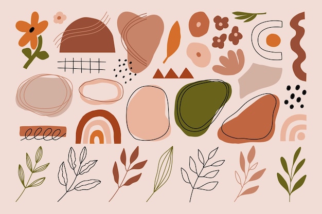 Modern abstract various organic shapes minimal geometric vector illustration.