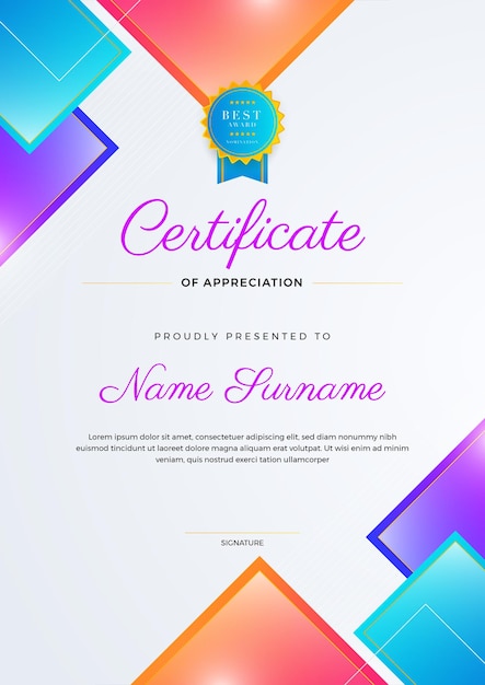 modern abstract with colorful element certificate design template can be used for business card diploma invitation award achievement degree medal sport event and appreciation