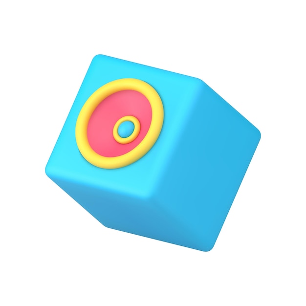 Modern acoustic system blue audio speaker d icon isometric vector illustration
