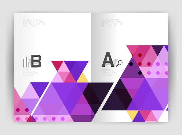 Modern affärsbroschyr eller broschyrutskriftsmall Abstrakt bakgrund med färgade trianglar Vektordesign för arbetsflödeslayout diagramnummeralternativ eller webbdesign