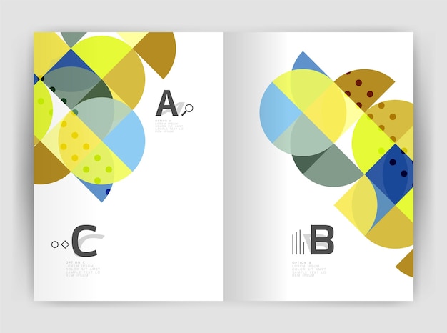 Modern affärsbroschyr eller flygblad A4 omslagsmall Abstrakt bakgrund med färgtrianglar årsredovisning tryckbakgrund Vektordesign för arbetsflödeslayoutdiagram nummeralternativ eller webbdesign