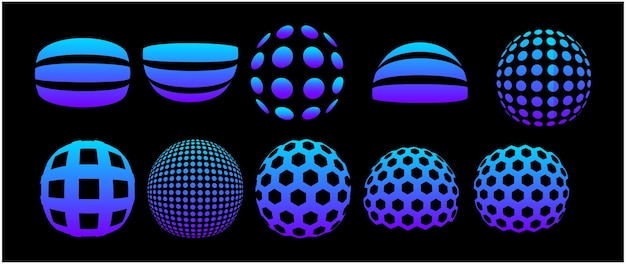 Modern and abstract vector icon set featuring threedimensional spheres representing technology
