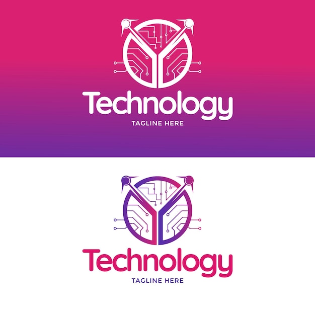 Modern and unique style technology logo