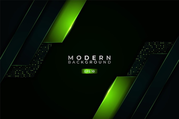 Modern Background Premium Abstract Green Hexagon Overlapped with Glitter