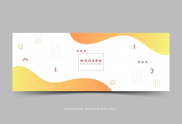 Modern banner background 2 color gradation orange and yellow wave memphis eps 10