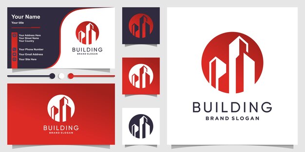 Modern benzersiz stile sahip bina logosu Premium Vektör