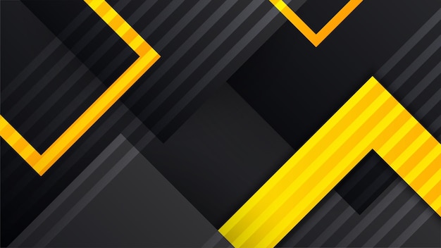 Modern black and yellow golden color shape overlap pattern on dark background with shadow Abstract trendy color geometric shape with copy space Futuristic and technology concept Vector illustration