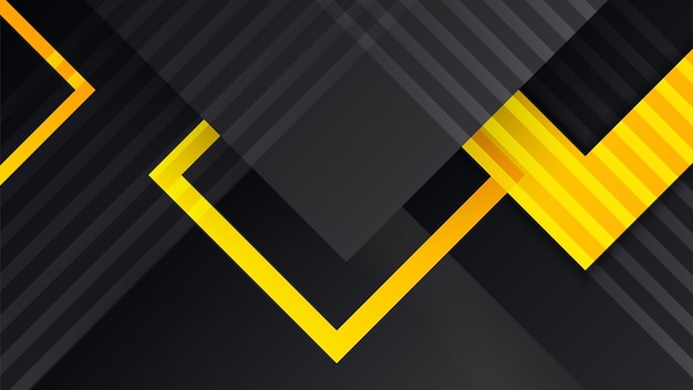 Modern black and yellow golden color shape overlap pattern on dark background with shadow Abstract trendy color geometric shape with copy space Futuristic and technology concept Vector illustration