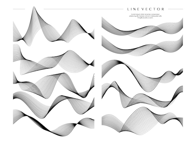 Modern blend line wave abstract design vector set.