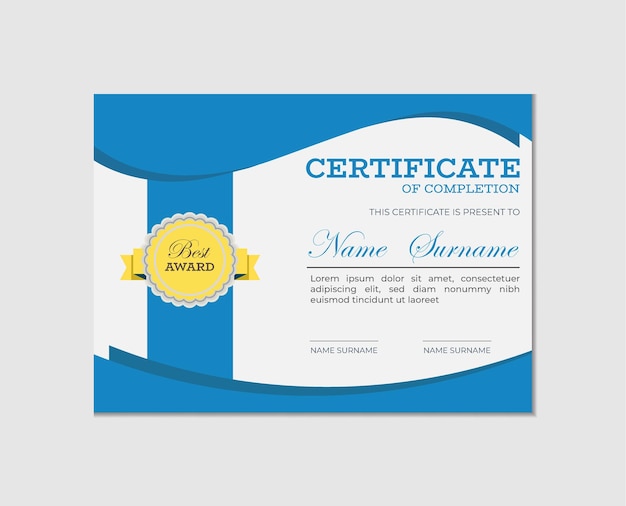 Modern blue Creative certificate design